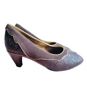 Helle Womens Comfort Karina Brown and Gold Shoes Pumps 37 6.5‎ M Leather Elegant